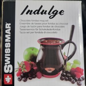SWISSMAR Sweetheart Chocolate Fondue Set Ceramic Mug, 2 forks and Candle  NEW